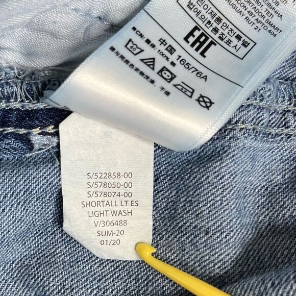 Gap Blue Denim Overall Shorts Shortalls Light Wash Cotton Women Medium Raw Hem - Picture 9 of 13